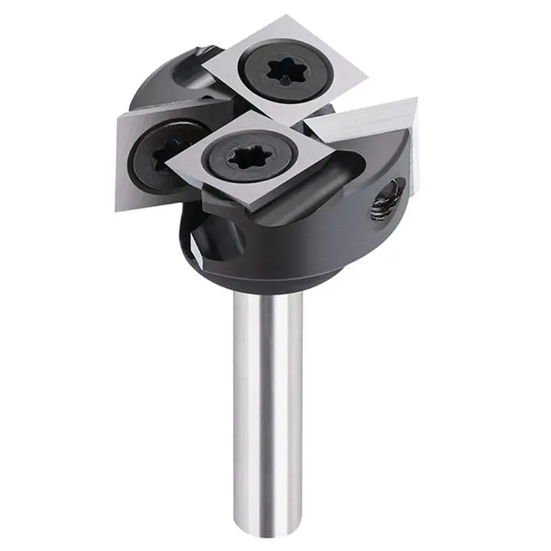 Y51A-CNC Router Bit Flute Face End Milling Cutter 4Pcs For Wood 6Mm Shank Insert-Style Spoilboard Planing Bits Surfacing