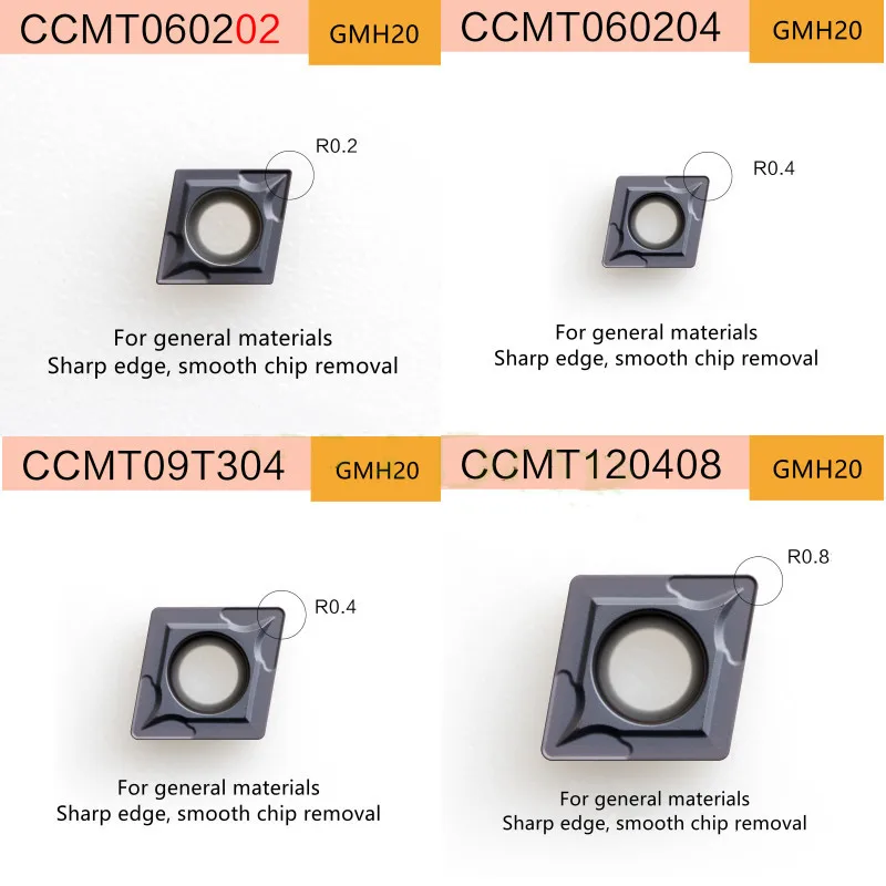 10PCS CCMT09T304 CCMT09T308 CCMT060202 CCMT060204 CCMT060208 CCMT120404 CCMT120408 Tugensten Inserir Carboneto de Torneamento Interno