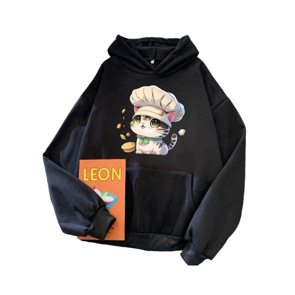 Chef fortune cat y2k hoodies streetwear kawaii harajuku sweatshirt ropa women men winter clothes outerwear outfits kawaii tops