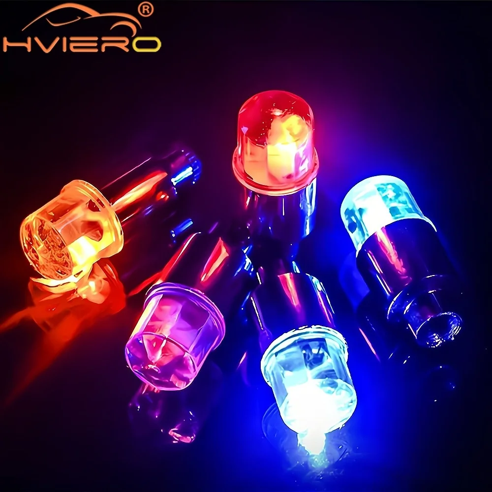 4PCS Wheel Tire LED Color Air Valve Nozzle Bicycle Motorcycle Night Wind Fire Breathing Flash Modification Accessories Hub Lamp