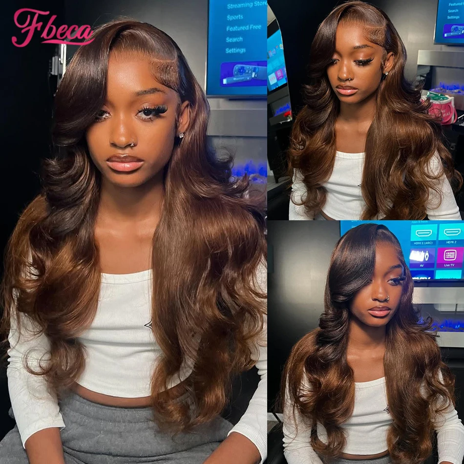 

Chocolate Brown Body Wave Lace Front Wig HD Transparent 13x4 13x6 Frontal Human Hair Pre Plucked Lace Frontal Wigs For Women