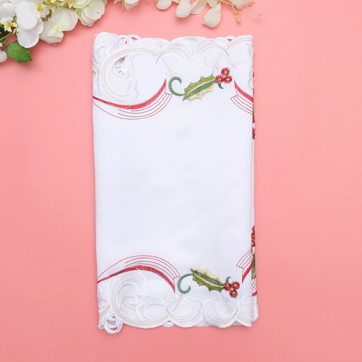 

Christmas Table Runner Cloth Embroidery Runners Cover Tablecloths Rustic Style Fashion Dustproof Breathable Protect Decorative