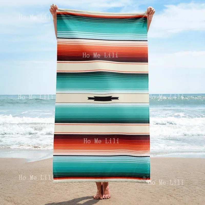 Toalla de baño de playa Nomada Teal Orange Serape