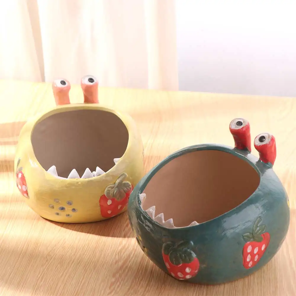 

Desktop Ornament Ceramic Succulent Flowerpot Personality Cartoon Plant Pot Breathable Hand Drawn Flower Vase Hotel