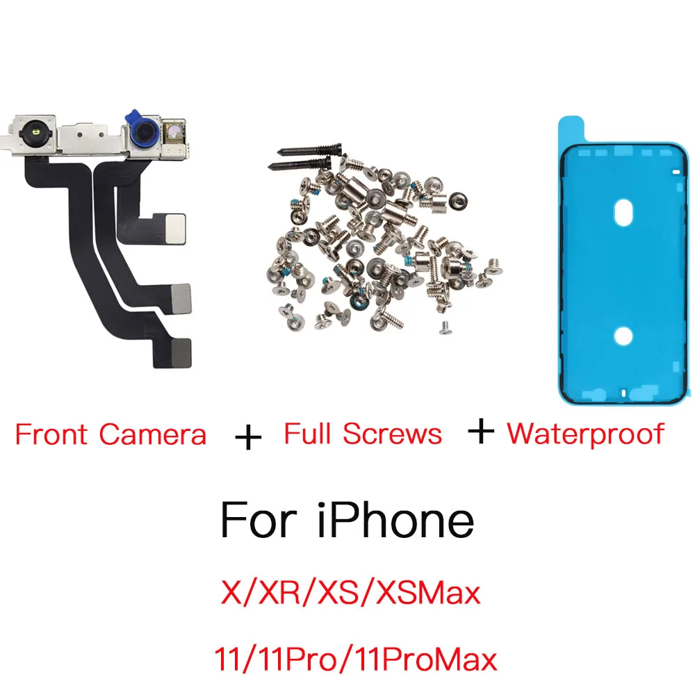 Front Camera Flex Cable With Full Screws Set For iPhone X XR XS 11 11Pro Max And Waterproof Tape Replacement No Face ID