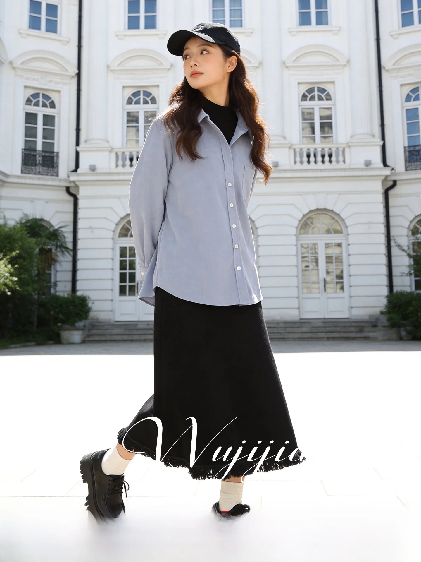 

Spring Knitted Casual Slimming Meat Covering Five Seasons Home plus Size Clothing Set High Waist Long Pants Midi Skirt