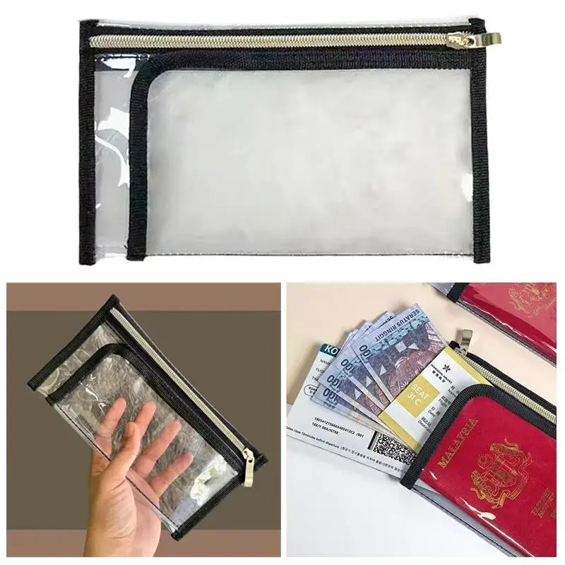 Transparente Reisepass- und Bordkartenhülle, Dicke PVC-Schutzhülle, Durchsichtige Reißverschluss-Aufbewahrungstasche in Fünf Farbvarianten – Detail 2