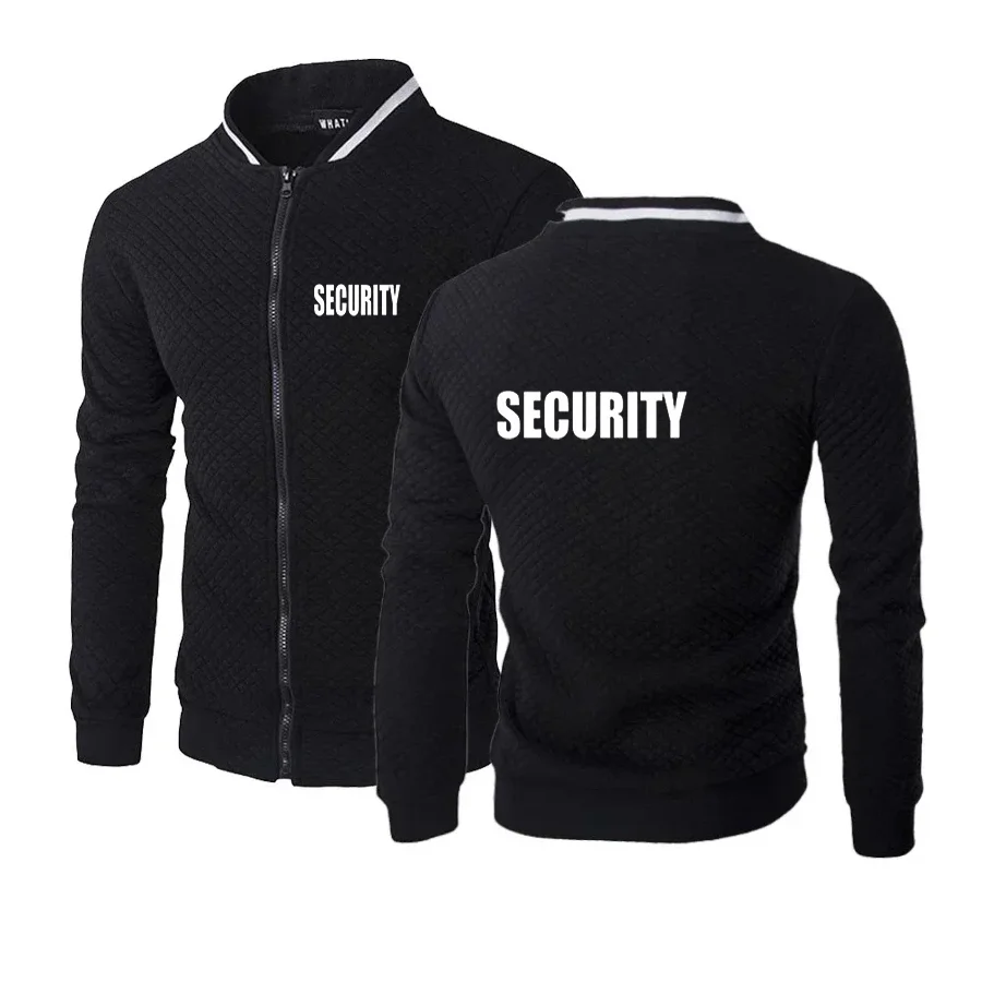 Spring and Autumn Men's SECURIY Printed Safety Outdoor Stand Collar Casual Fashion Zipper Jacket Slim Jacket