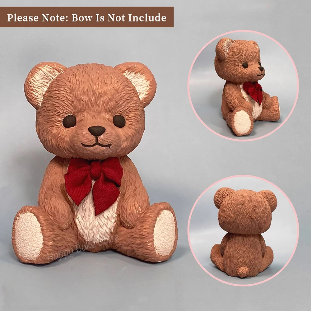3D Bear Silicone Mold, Cute Animal Epoxy Resin Casting Molds, Fondant, Chocolate, Candy, Candle Mould, Cake Decoration Supplies