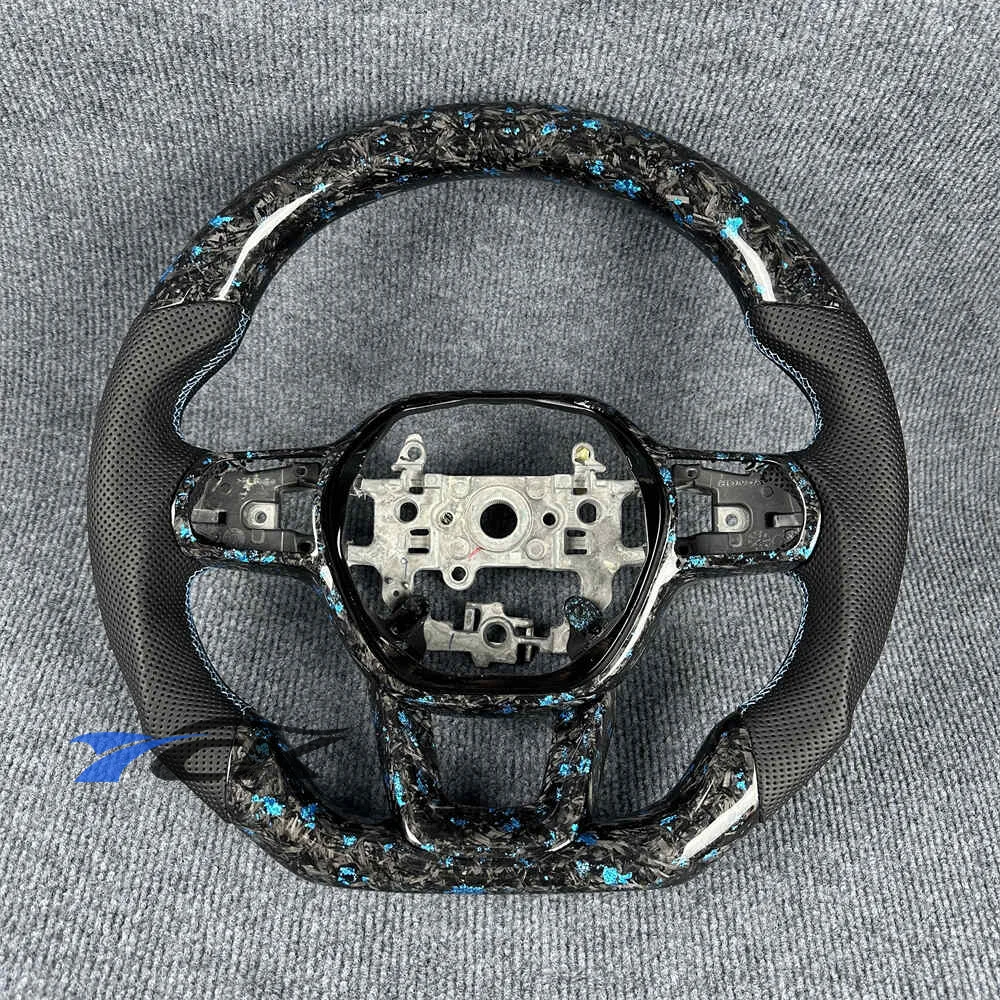 

Steering Wheel for Honda Civic 2022 2023 2024 2025 Blue Forged Carbon Fiber Black Leather car accessories