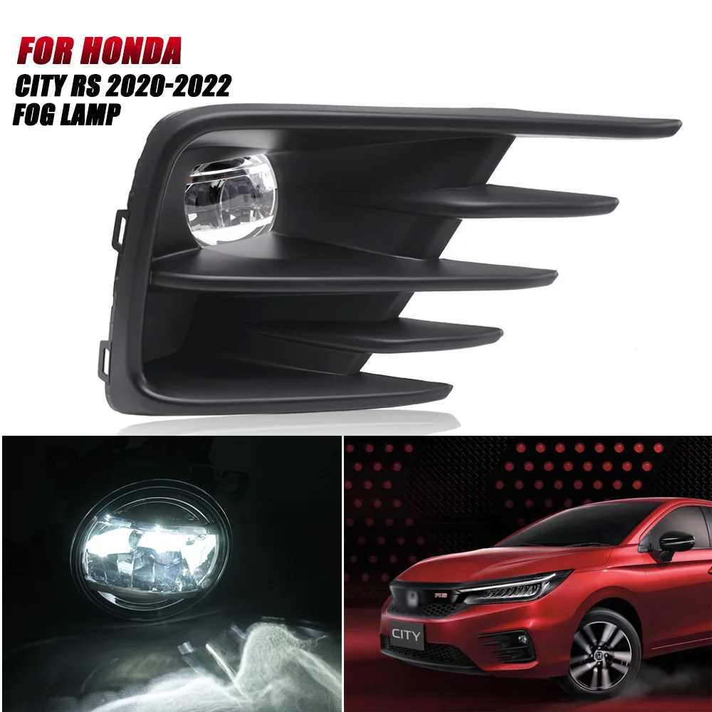

July King Car Fog Lamp Assembly Kit for Honda City Thai Version 2019 2020, 6000K 10W LED Fog Lamp DRL + Cover + Harness + Switch
