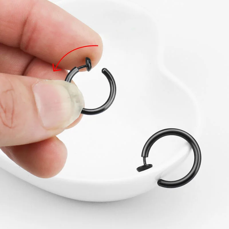 2Pcs Small Hoop Spring Ear Clips Earrings For Women Men Stainless Steel Painless No Piercing Stealth Fake Ear Jewelry 8-16mm image 4