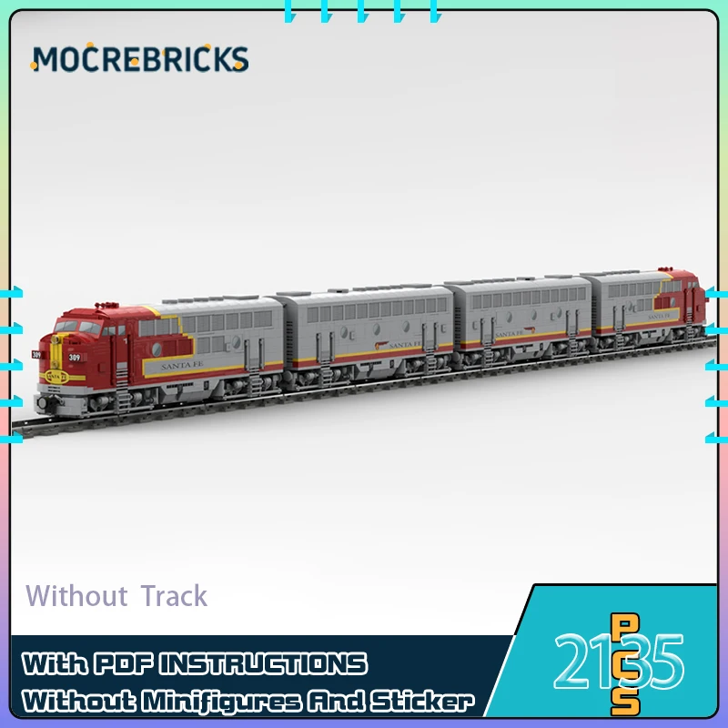 

MOC Transport Diesel Locomotive EMD F7 Santa Fe Assembling Building Block Model Technology Bricks Puzzle Toys For Children Gift
