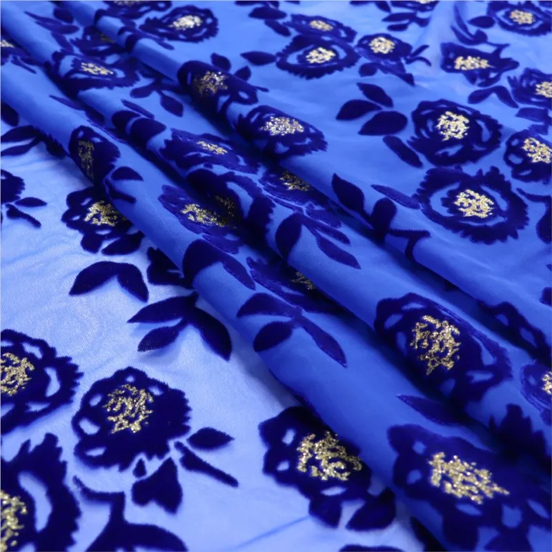 

Women's woven velvet flowered brocade viscose and gilded fabric sleeping dress cheongsam textile