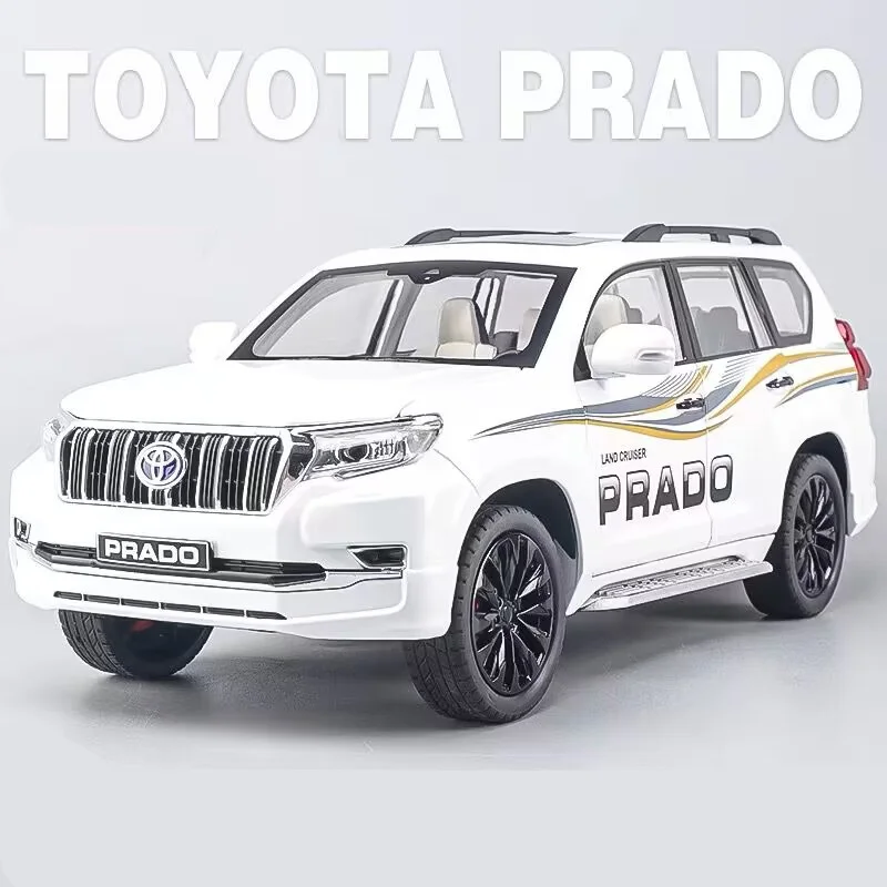 1/18 Toyota Prado Land Cruiser SUV Alloy Car Model Diecast Metal Off-road Vehicle Car Model Simulation Sound Light Kids Toy Gift