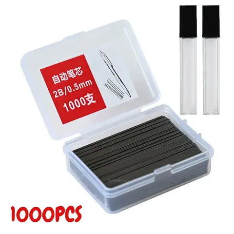 Bilashmart 1000Pcs Mechanical Pencil Core Large Capacity Replaceable Pencil Refills 0.5 0.7mm 2B Automatic Pencil Core Student Gift Box
