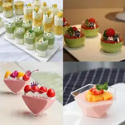 10pcs Transparent Dessert  Mini Cups,Mousse Pudding Cups, Perfect for Wedding Birthday Festival Party Dessert Decoration