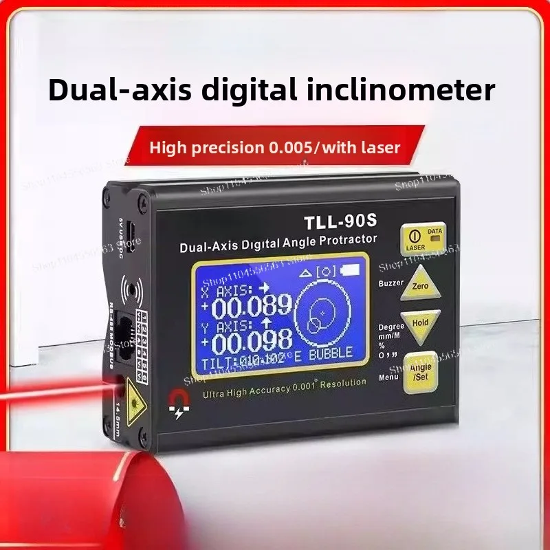 1PC 37V Digital Display Dual-axis Inclinometer TLL-90S Mini Professional High Precision  Electronic Level Meter Machine