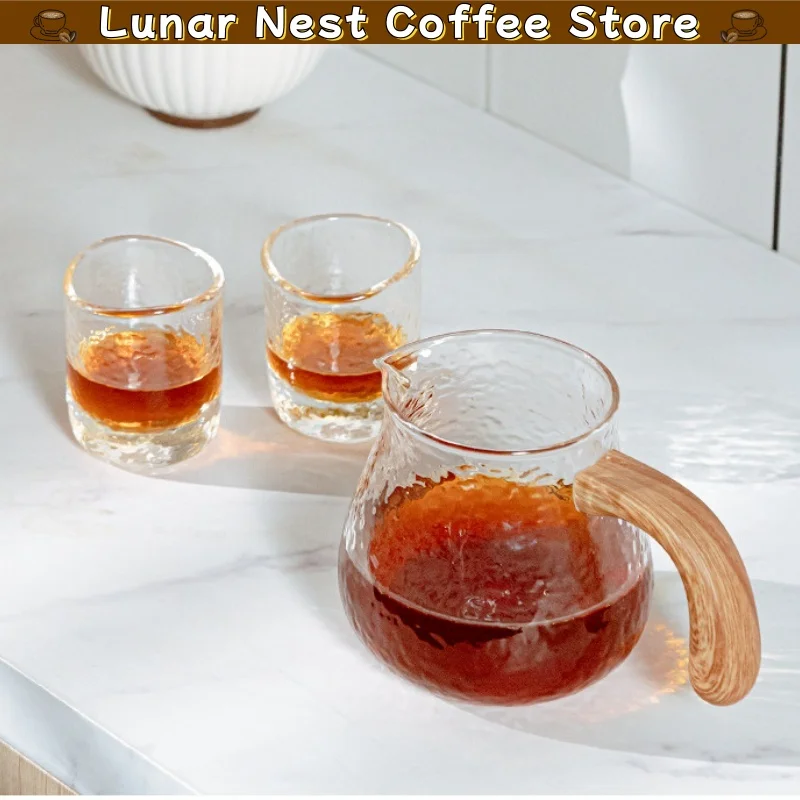 New Timemore Japanese Hammered Glass Coffee Server 400ml Heat Resistant Borosilicate Decanter With Spout Pour Over Tea Cup Gift