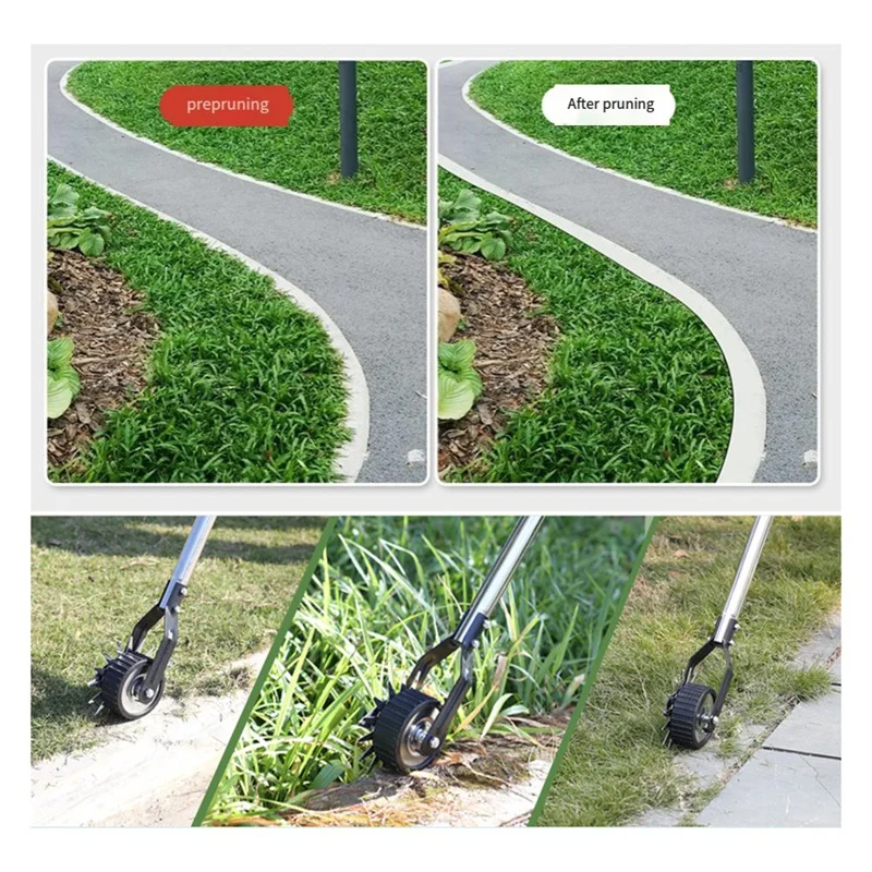 Bordatrice rotativa per ruote, attrezzo per prato con bordatrice manuale, lunghezza regolabile con robusto strumento per molatrice da prato in acciaio inossidabile a 4 sezioni