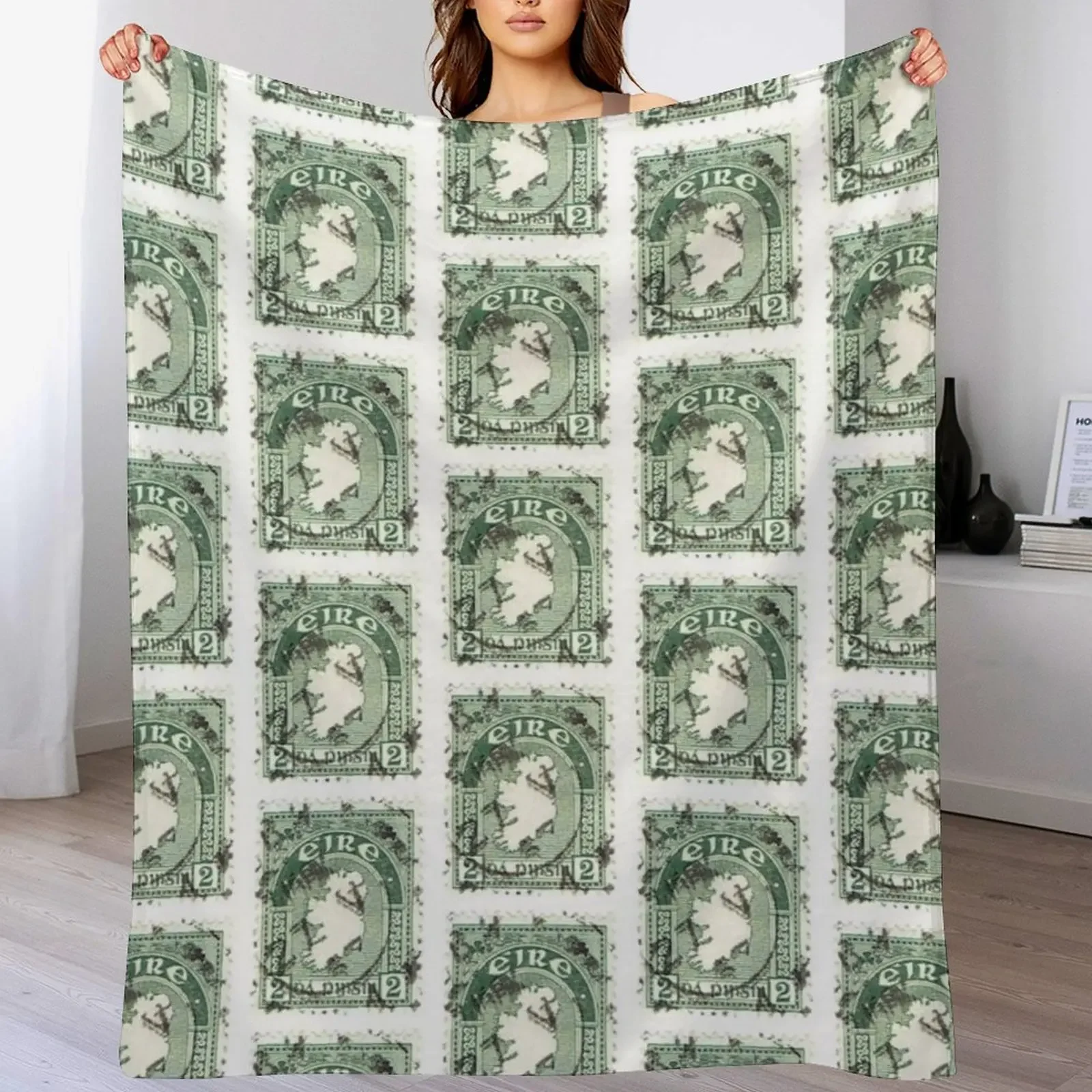 

New Vintage Ireland Postage Map Throw Blanket Thin Soft Blanket for Summer Night Sleeping