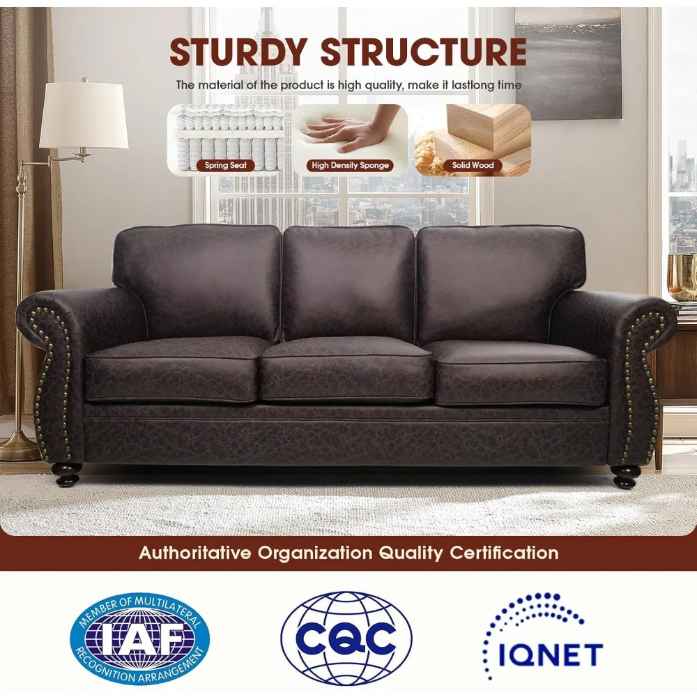 أرائك أريكة عتيقة من منتصف القرن بتصميم برشام، أريكة بثلاثة مقاعد، غطاء أريكة قابل للإزالة وسائد منجدة