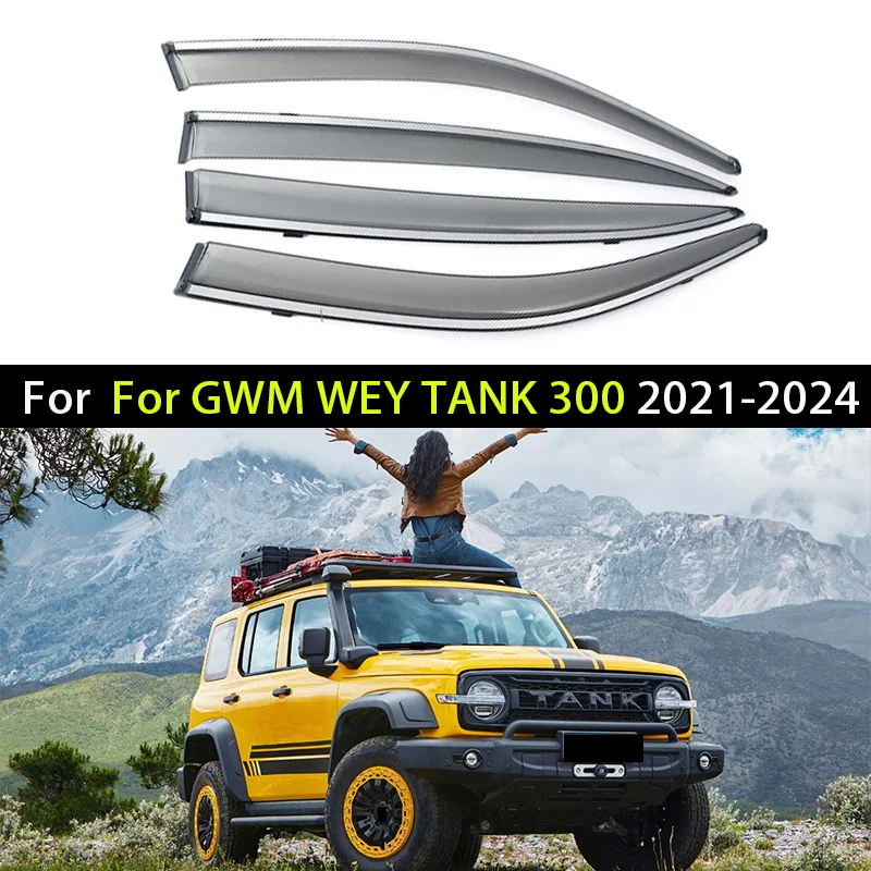 Car Window Visor For GWM WEY TANK 300 2021 2022 2023 2024 Window Deflectors Window Rain Guard Weathershield Sun Rain Guard