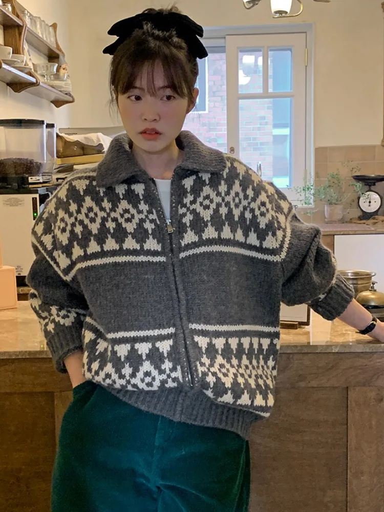 

Шикарный длинный свековый вязаный открытый кардиган в стиле ретро, повседневный свободный крой, цветной дизайн, осень-зима, женская мода