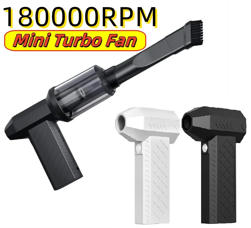 180000RPM Turbo Jet Fan Rechargeable Electric Air Duster with Light Handheld Duct Fan Jet Dry Blower Cleaning Tool