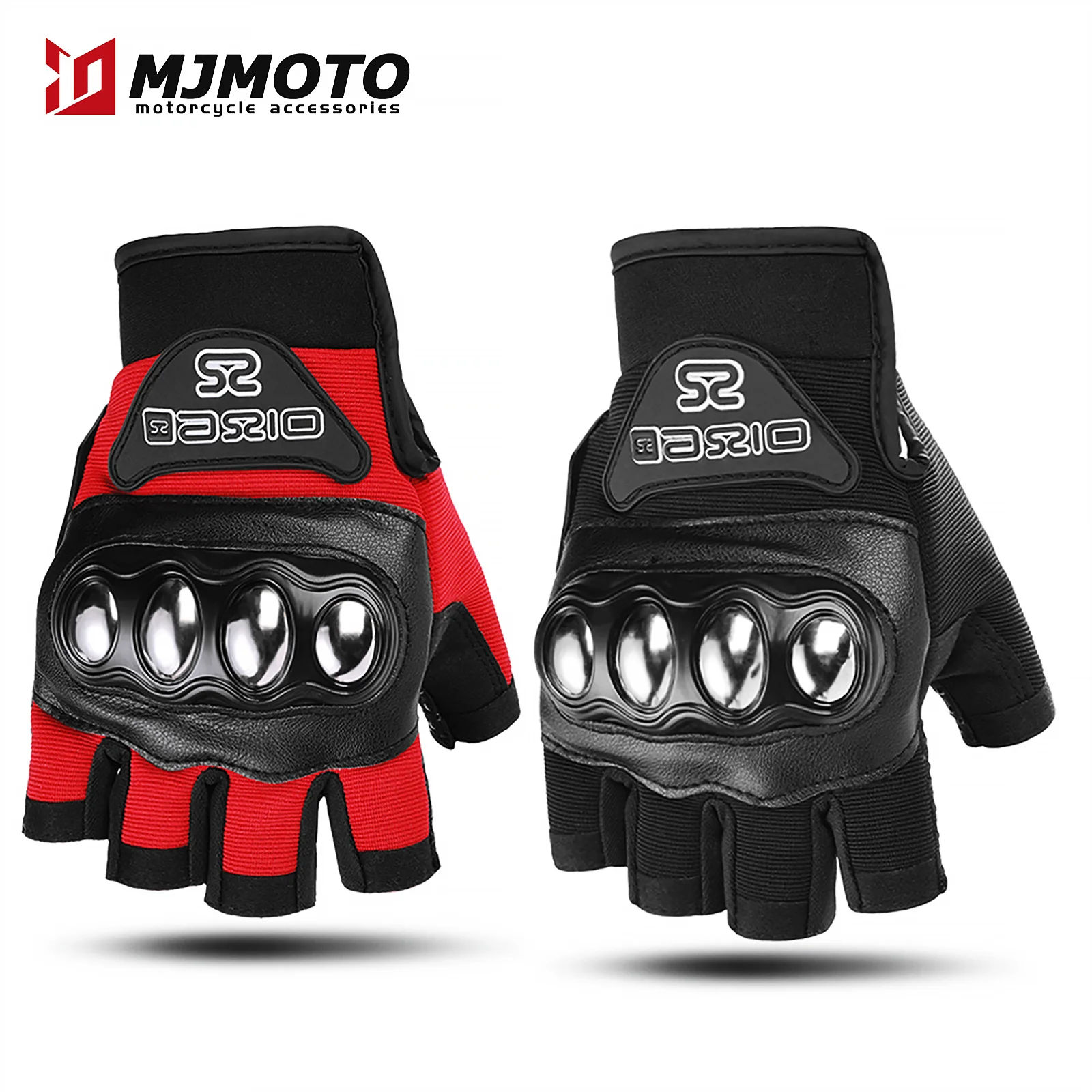 

Motorcycle Half Finger Gloves Men Breathable Mesh Motocross Gloves Stainless Steel Shell Motorbike Gloves Dirt Bike Riding Glove