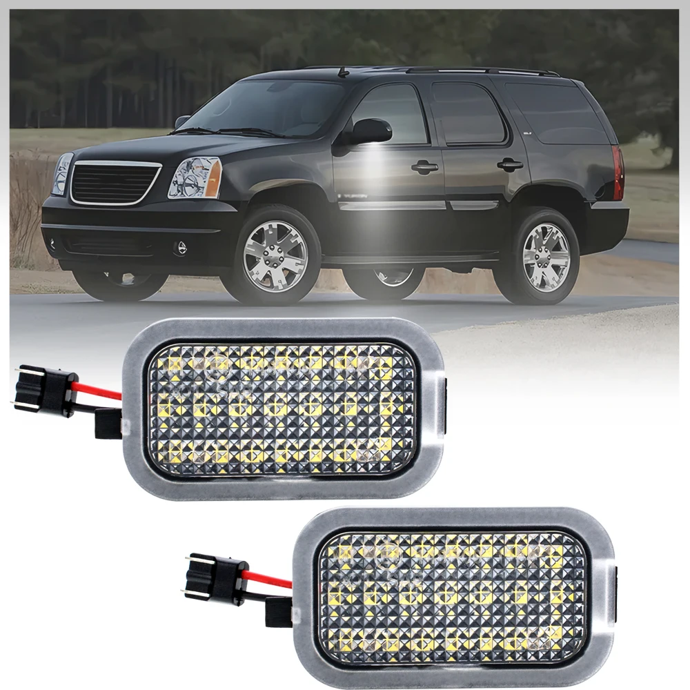 2x LED Under Mirror Puddle Lights Courtesy lamps For Cadillac Escalade EXT ESV GMC Yukon XL Sierra 2500 3500HD Under Mirror Lamp