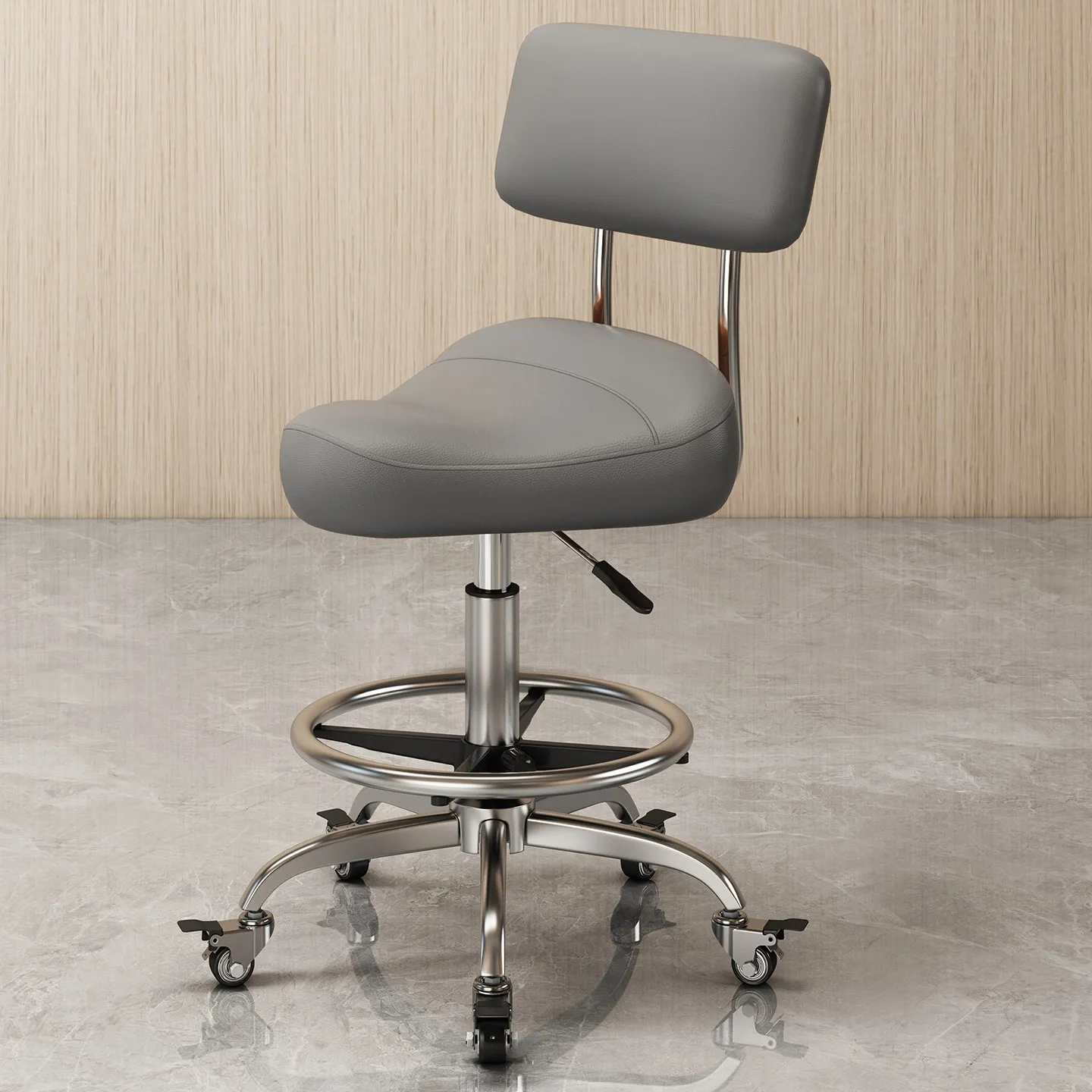 chair, beauty stool, Saddle hairdressing stool, live streaming stool, swivel chair with adjustable height, high-legged front