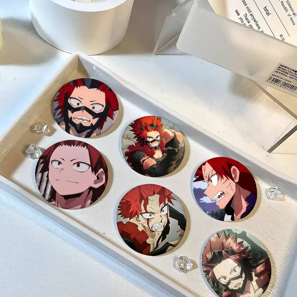 1pc Cartoon Character Eijiro Kirishima Cartoon Style Badge Brooches On Backpack Decoration Round Enamel Pins For Accessorys