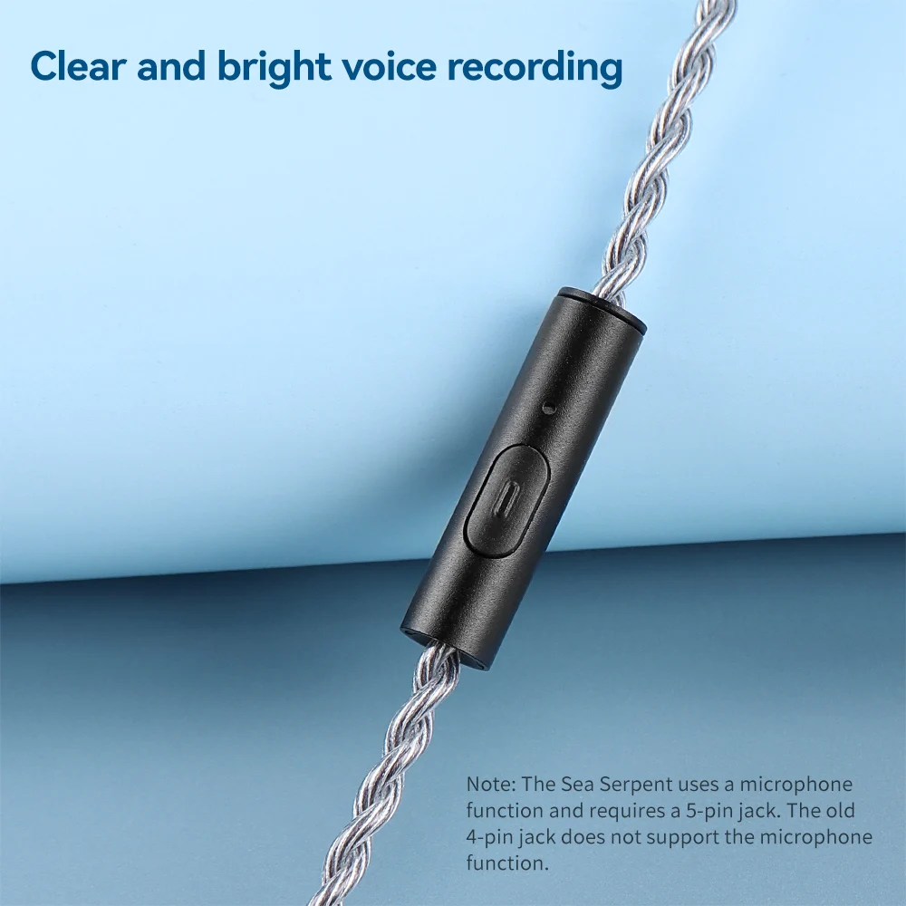 TRN-Cabo Conector de Áudio Jack Substituível, Cobre-Prata, Cabo Intercambiável Misto, 4.4mm, 3.5mm, Mic, Sea Series, Atualização