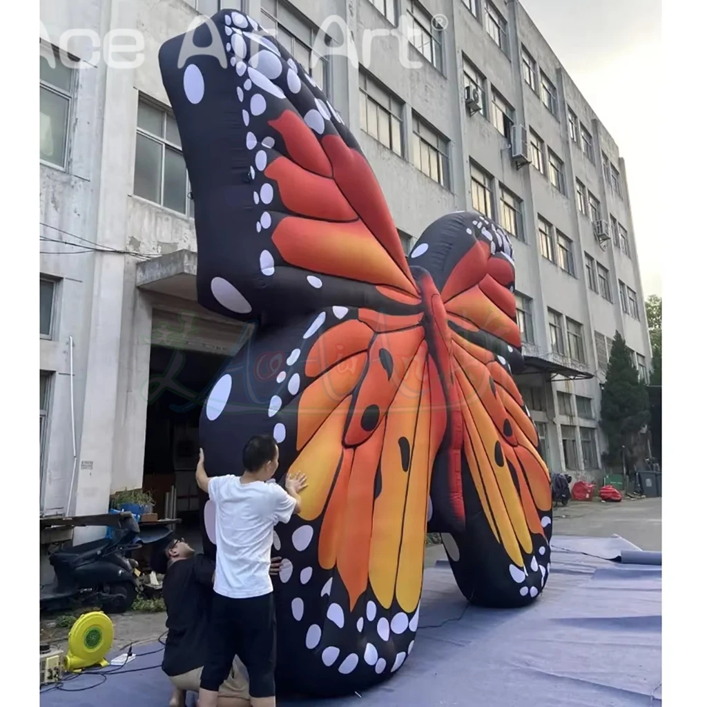 Mariposa inflable gigante personalizada para actuaciones escénicas de festivales para decoración de exhibición publicitaria