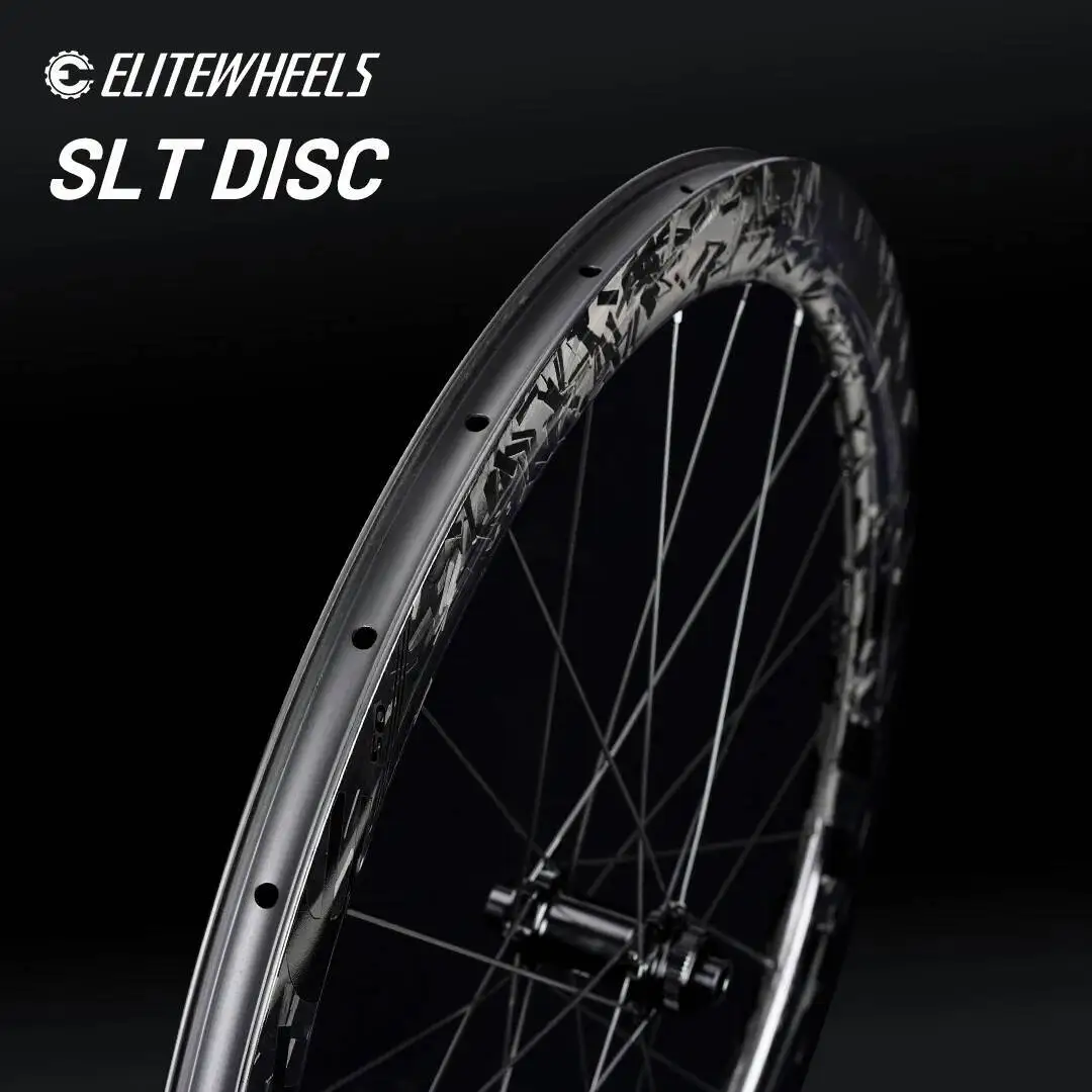 

ELITEWHEELS Forged Wave SLT-Disc Pattern Finish Disc Brake Ceramic Bearing Carbon Wheelset WheelsCenter Lock 1423 Spoke