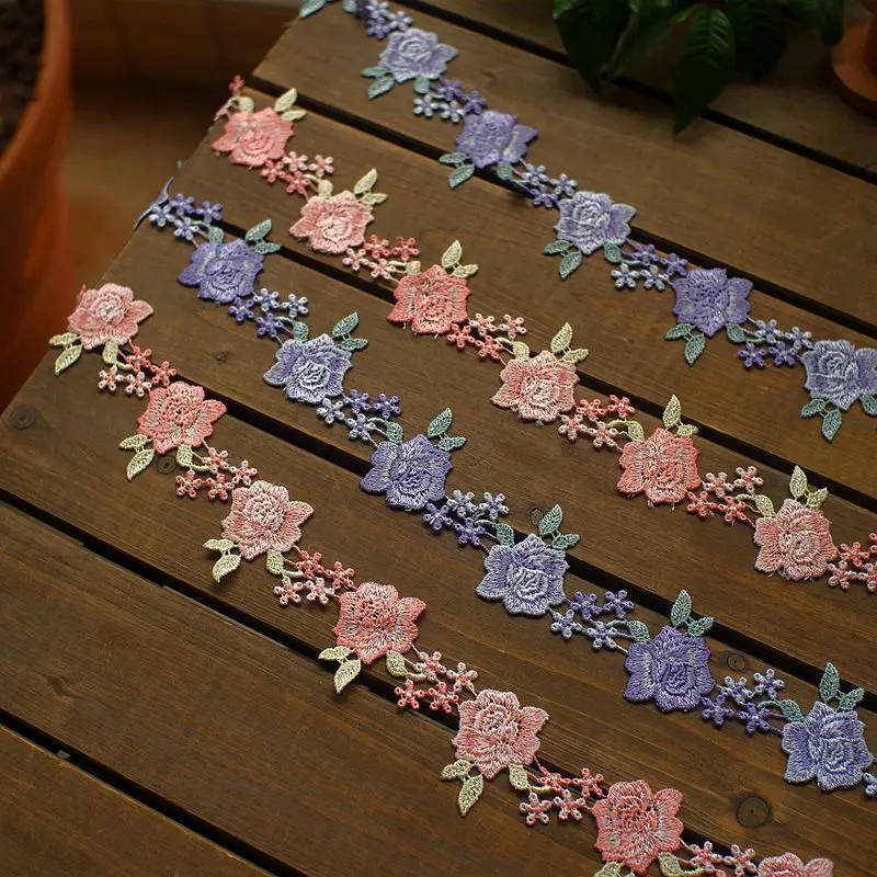 

20Meters/Lot Water Soluble Lace Trimming Rose Flower Fabric Lace Decoration Diy Headscarf Hair Clothing Lace Trim Ribbon