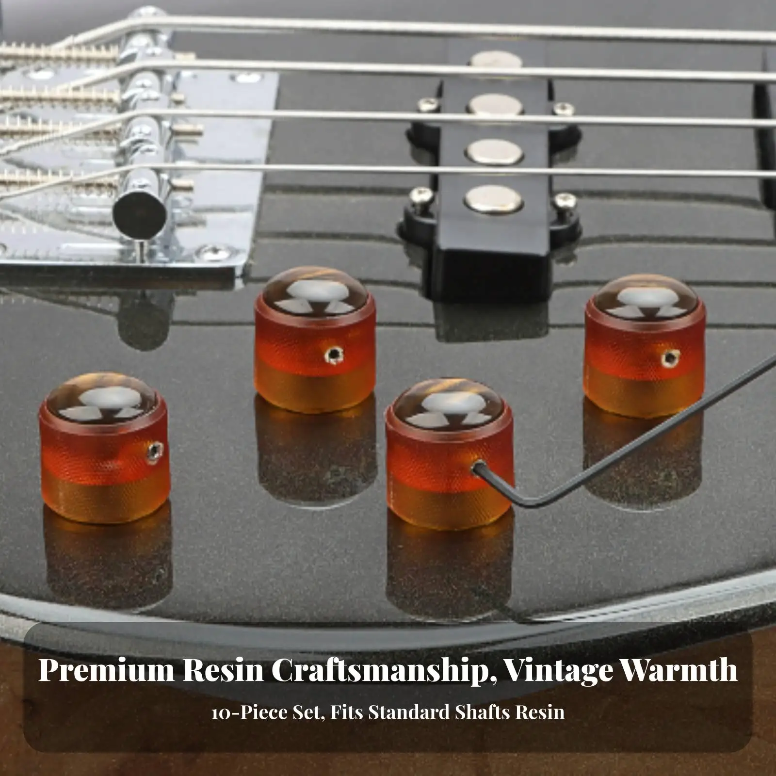 10 Pieces Guitar Control Knobs | Side Set-Screw Opening, Textured Outer Surface, Guitar Knobs with Installation Tools