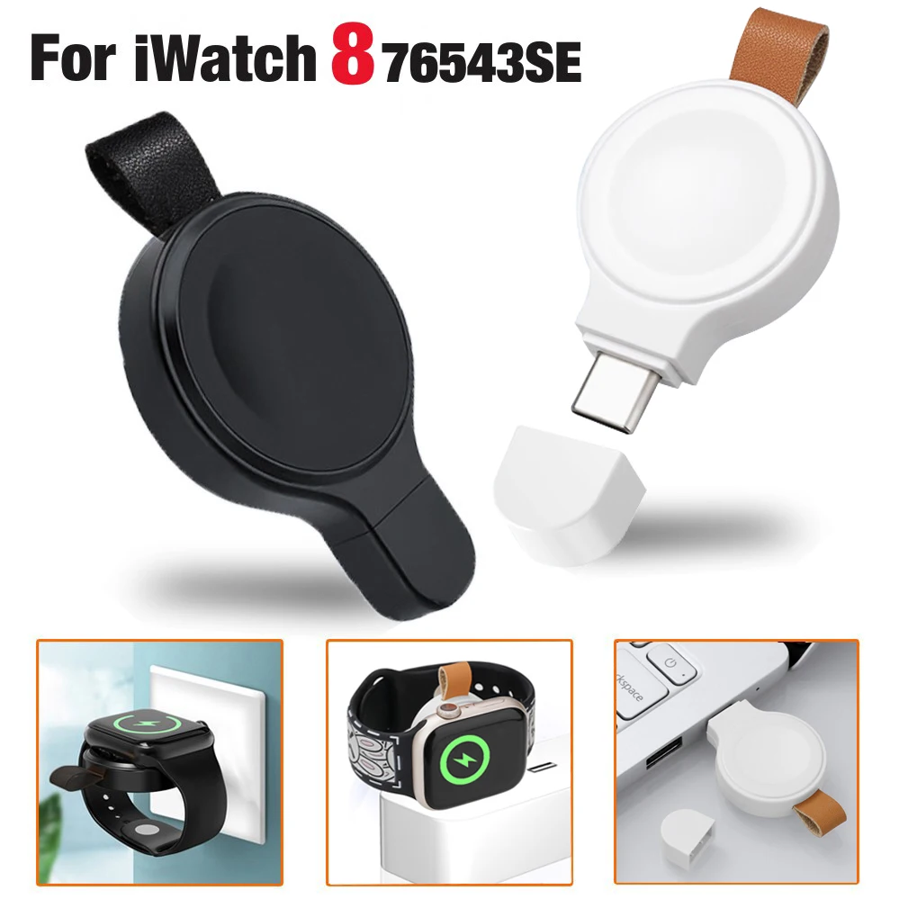 Mini Portable Magnetic Wireless Charger For Apple Watch 8 7 6 5 4 SE 3 USB C Charging For iWatch 44mm/40mm Type-C Watch Chargers