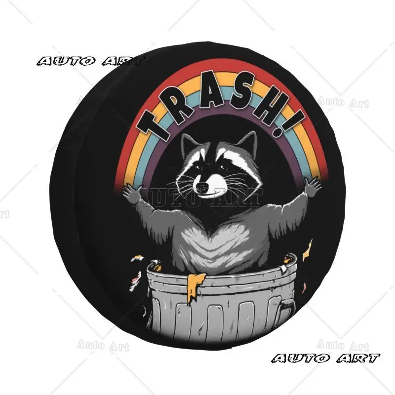 Custom Retro Live Fast Eat Trash Raccoon Spare Tire Cover for Racoon Panda SUV RV 4x4 Car Wheel Protectors Accessories