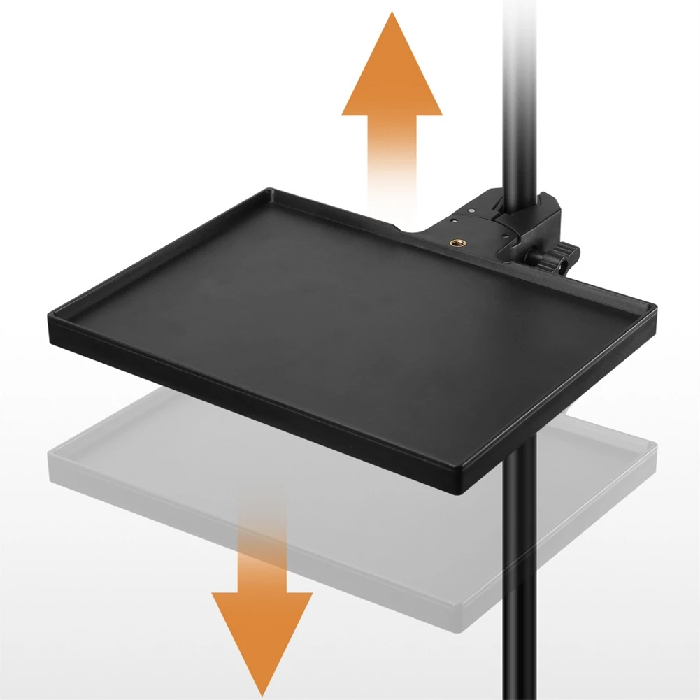 Sound Card Tray With Phone Clip For Microphone Stand Adjustable Holder Fit 0.5-1.85 Inch Poles Storage Shelf For Picks And Capo