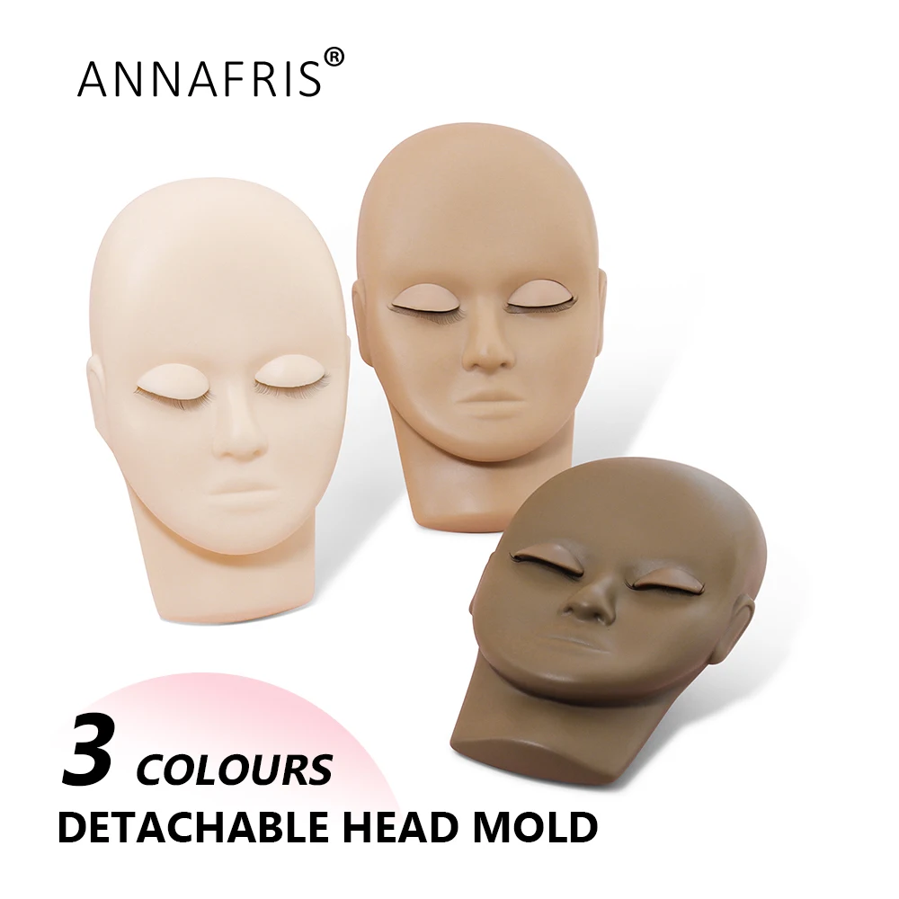 ANNAFRIS Eyelash Extensions Practice Head Model Silicone Mannequin Model For Beginner Training Grafting False Eyelash