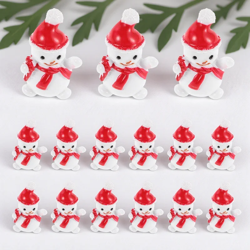 

20Pcs Christmas Resin Snowman Mini Craft Lovely Bright Design for Micro Landscape Decor DIY Picture Frame Phone Cover