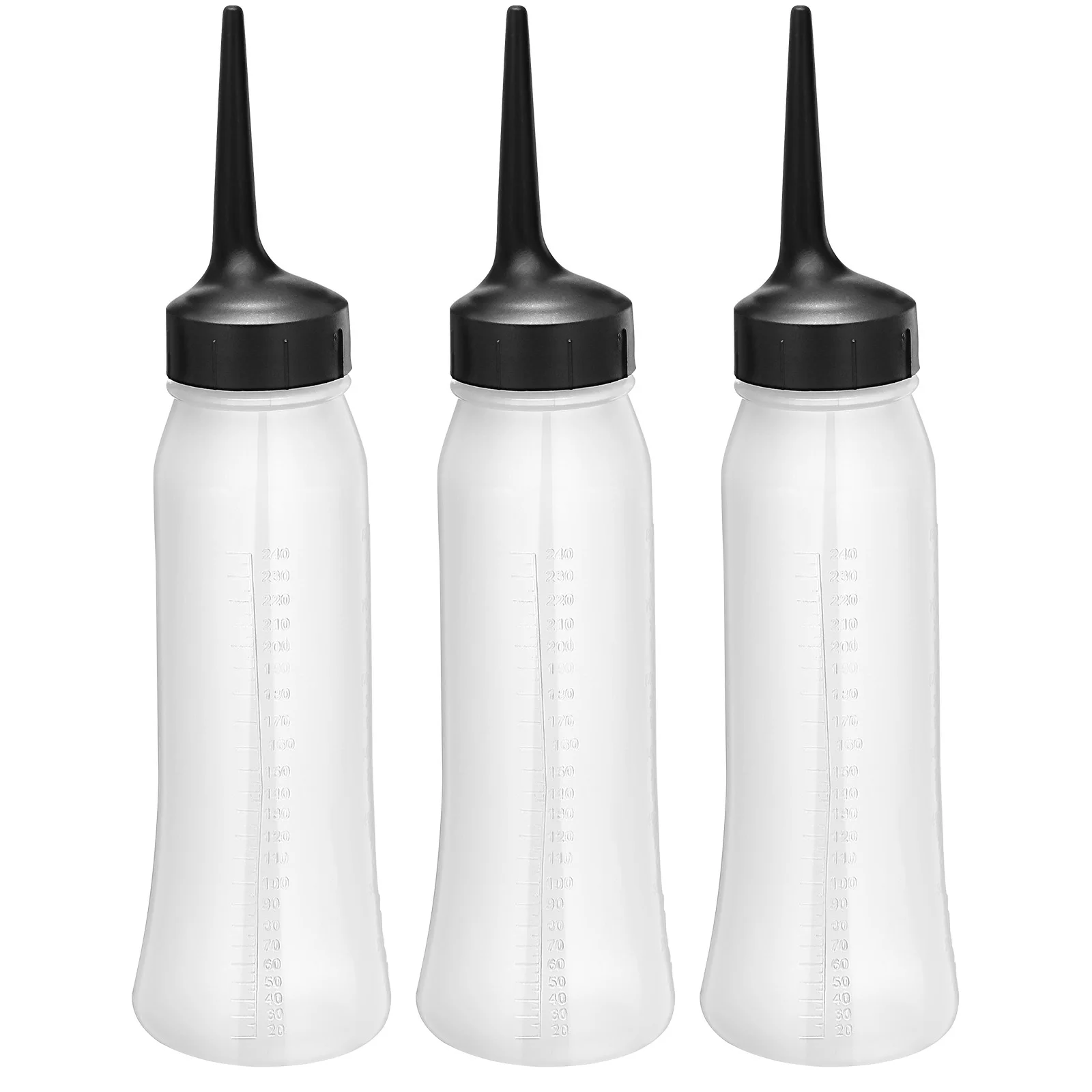 

3pcs Hair Color Bottle Applicator Empty Squeeze Bottles Graduated Scale Fine Tip For Salon Spa Hair Dyeing Styling Refillable Pp