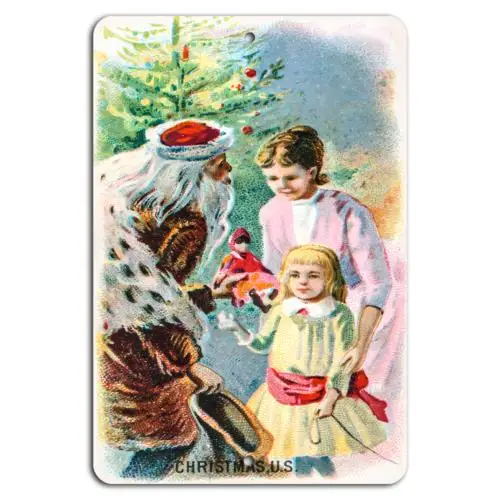 Vintage Christmas Cheer: Santa;s Joyful Visit-Aluminum-tin sign