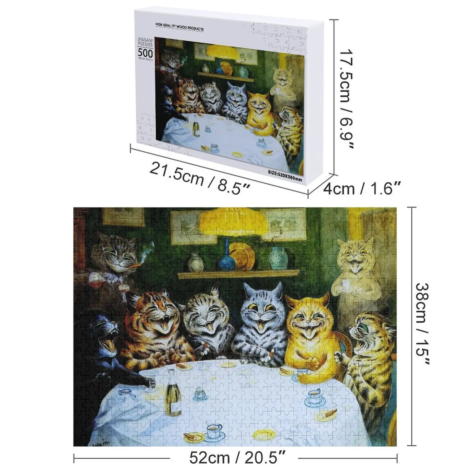 القطط بعد العشاء: لوحة فنية عتيقة بواسطة لويس وين طباعة بازل قطع لغز مخصص