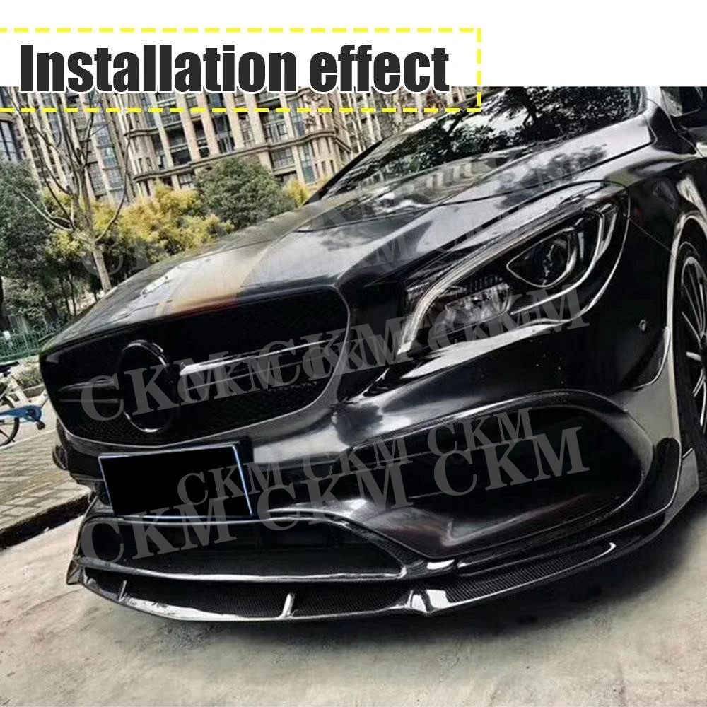 Carbon Fiber/ABS Front Bumper Lip Spoiler Flaps Canard for Mercedes Benz CLA Class W117 CLA45 AMG 2016-2018 Car Trim Cover