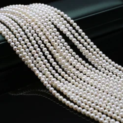 4-5mm AAA+ Natural Freshwater Pearl Beaded Round Shape Punch Loose Beads For Jewelry Making DIY Bracelet Necklace Accessories