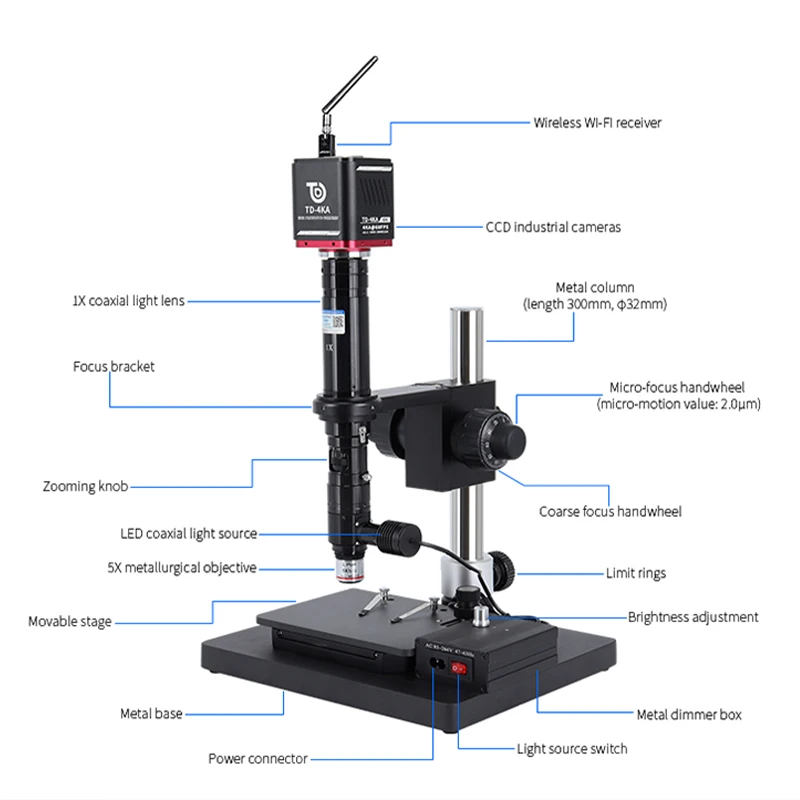 Gold Seller TD-DTZG-4KA Coaxial Light Electronic Microscope 0.7-4.5X Optical Zoom with Anti-Glare Feature for Detailed Observati