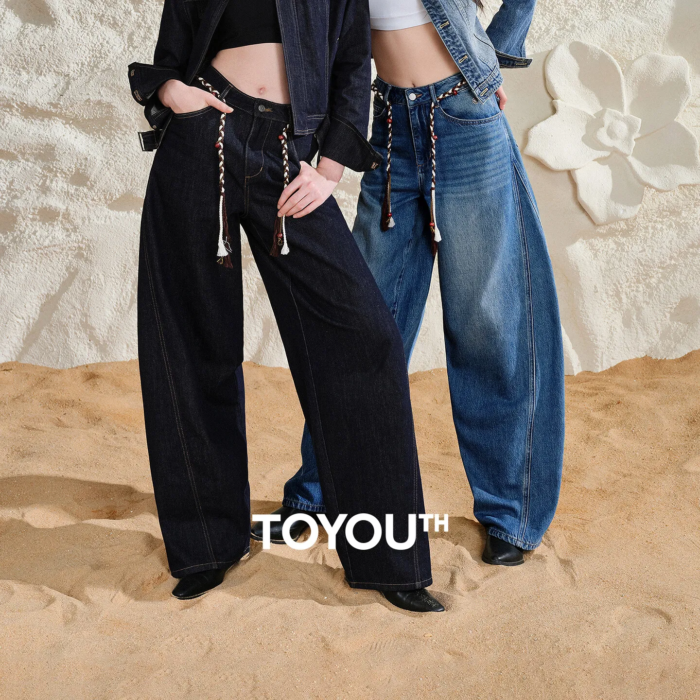 TOYOUTH Women Jeans 2026 Autumn New Nomadic Curved Leg Drawstring Waist Slim Fit For Pear Figure Denim 4.0 Long Pants